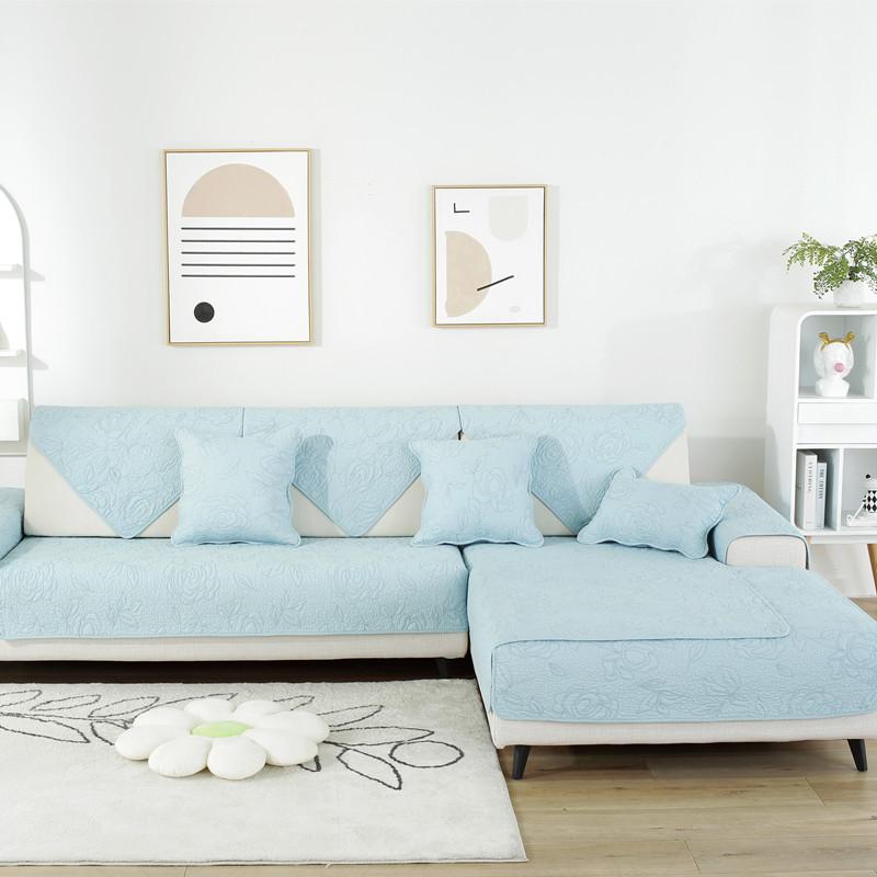 Универсальная хлопковая стеганая диванная подушка с вышитыми розами на все времена года — фото 10