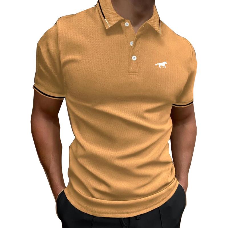 

Мужская летняя рубашка-поло на пуговицах с коротким рукавом, мужская повседневная однотонная летняя рубашка с принтом