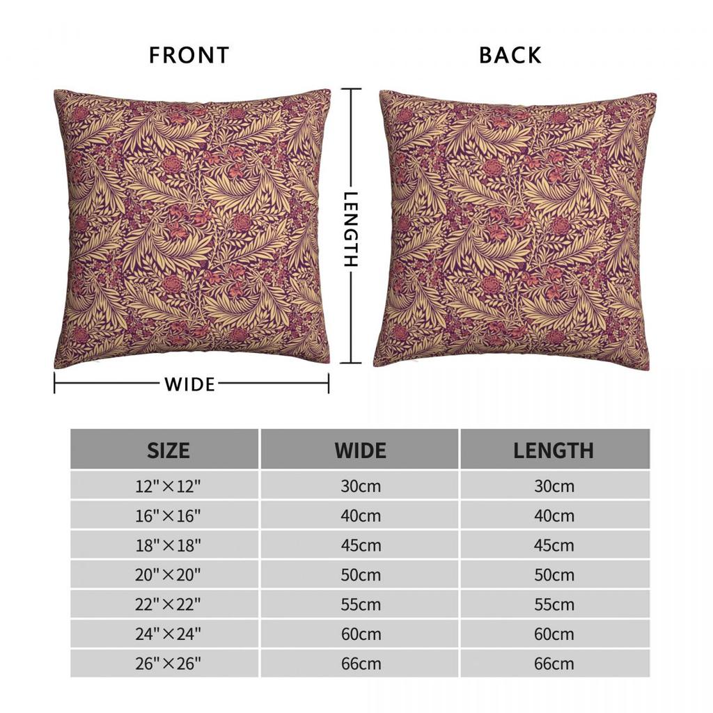 William Morris Antique Pillowcase Soft Fabric Cushion Cover Decoration Red Throw Pillow Case Cover Home Zipper 18"
