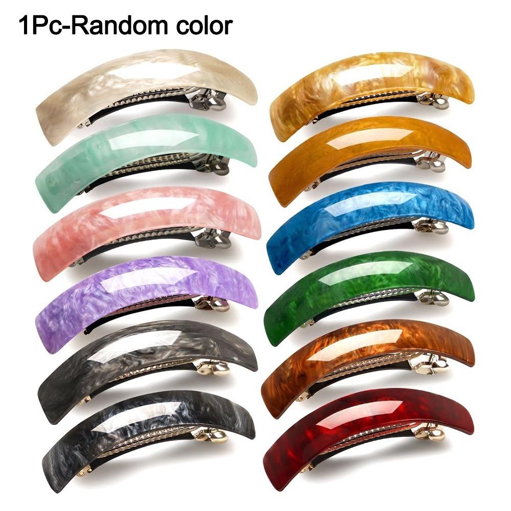 

French Hair Lines Large Snap Barrettes Curved Hair Clips New Hair Claws Hair Accessories 1Pc-Random color