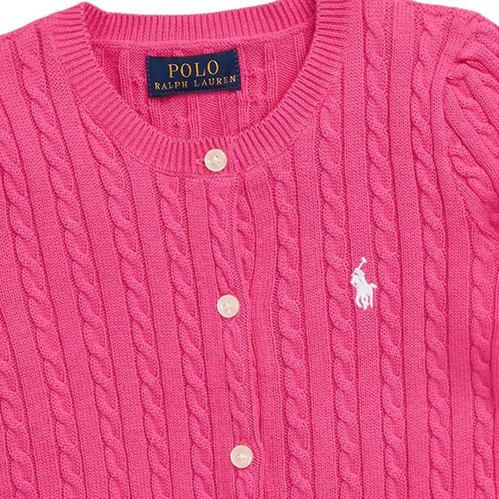 Polo Ralph Lauren Kids FW23 Solid Cable Knit Casual Long Sleeve Sweater Kids Sweater Purple-Red 313543047-050