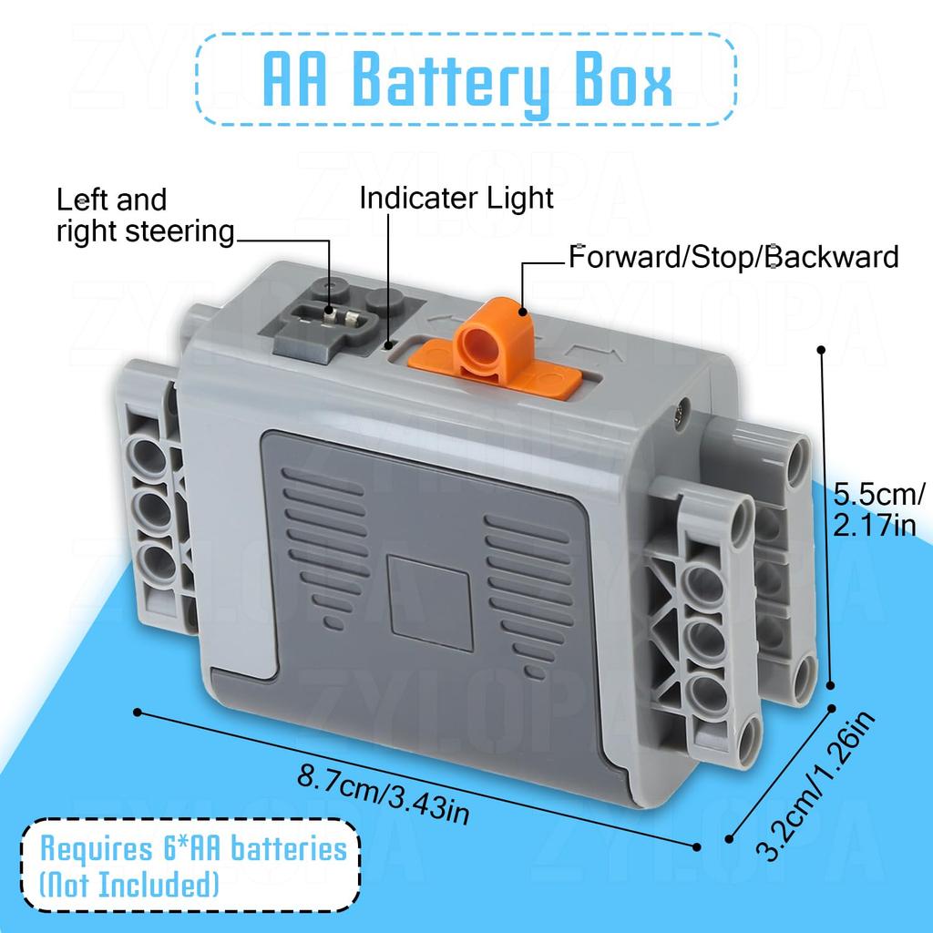 Zylopa 11-Piece Technic Motor Set, Compatible with Major Technic Brands, Includes Box, IR Receiver, Remote Control Switch, and Light Extension