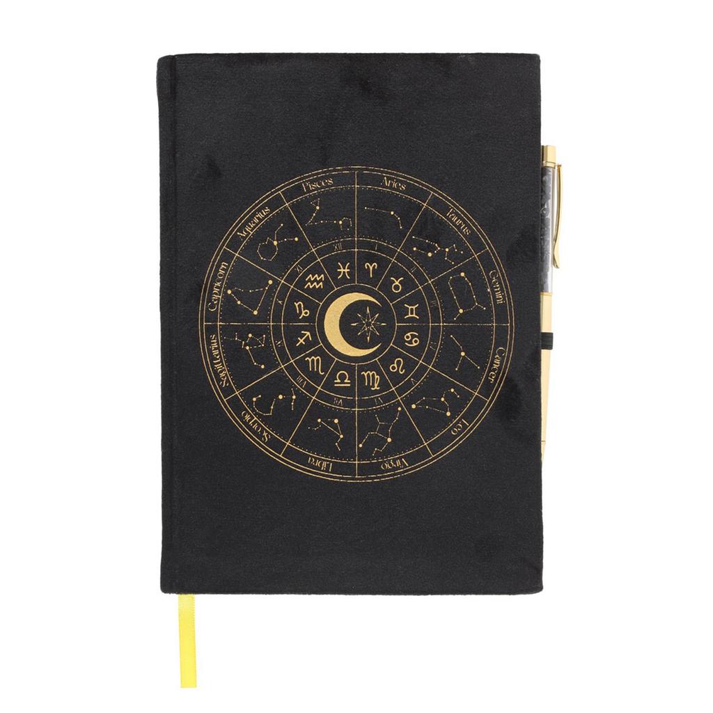 Something Different Astrology Wheel Obsidian Notebook & Pen Set