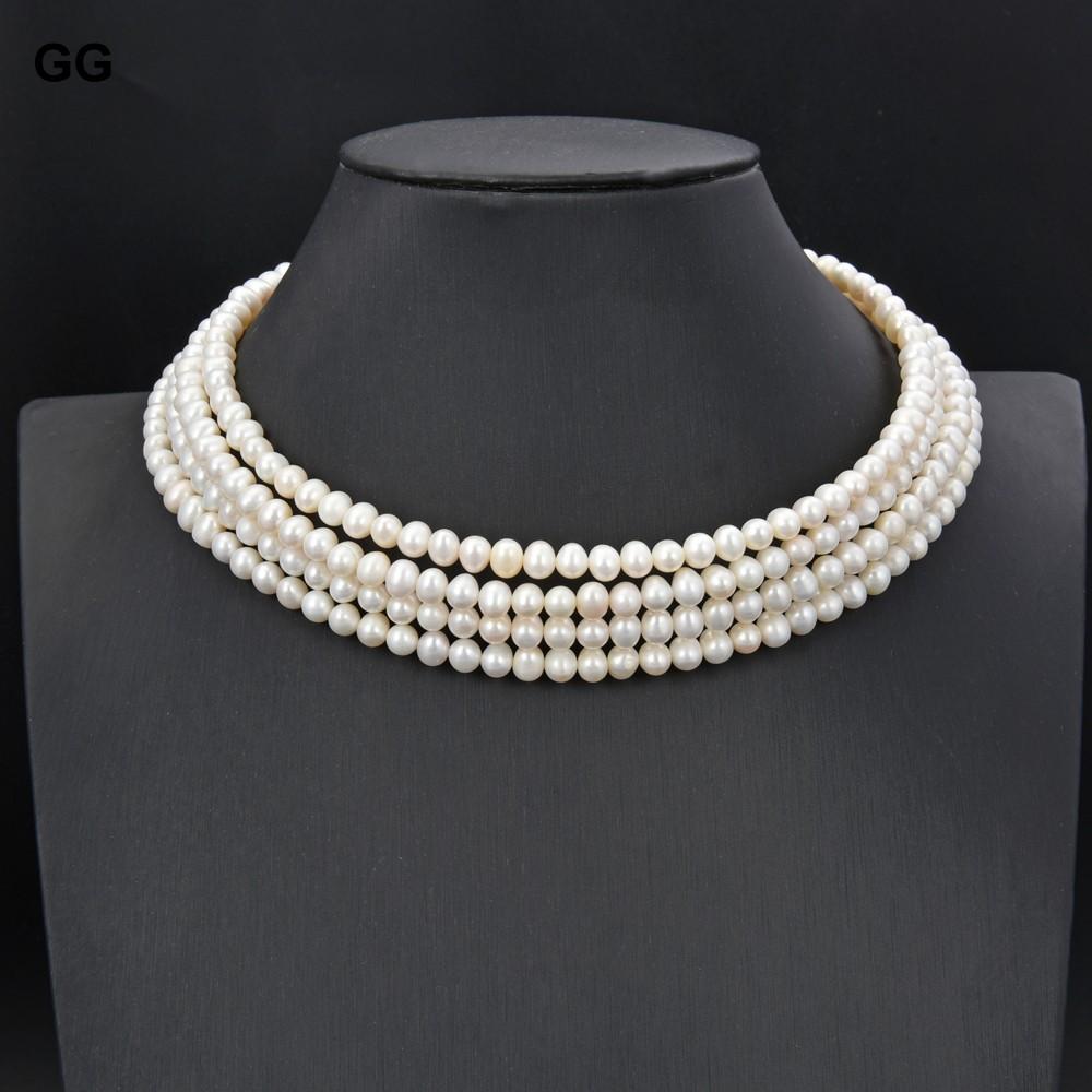 

Ожерелье-чокер GG Jewelry 16 дюймов, 4 ряда, с культивированным белым жемчугом