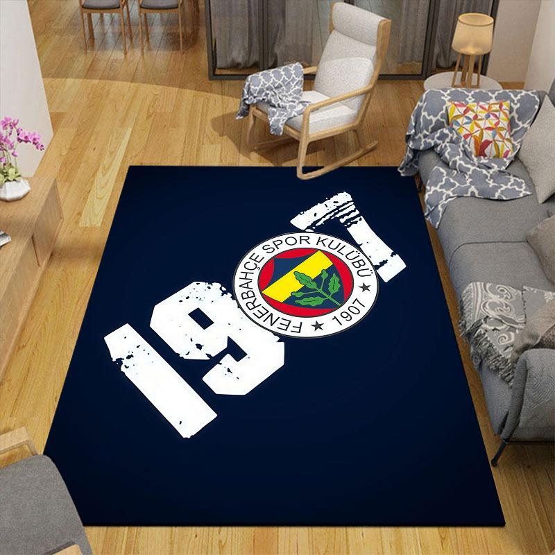 Tappeto Stampato in Flanella Fenerbahce SK, Decorazione Divano per Soggiorno e Camera da Letto, Tappetino da Pavimento in Flanella Antiscivolo per Sala Giochi