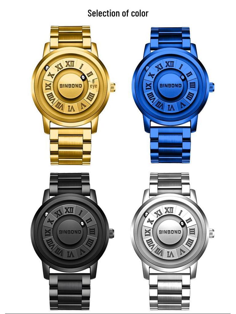 Binbang Men's Black Tech Magnetic Levitation Waterproof Watch - New Concept, Creative Design