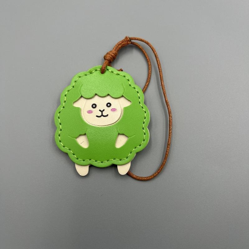 Cute Cartoon PU Leather Lamb Keychain Animal Key Ring Portable Bag Hanging Charm for Backpack Handbag Valentine Gifts