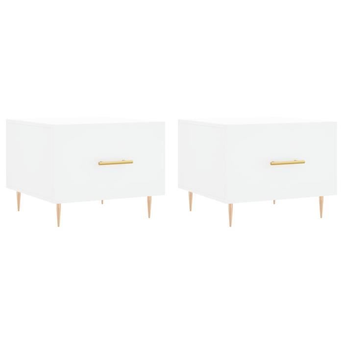 VidaXL Tables basses 2 pcs blanc 50x50x40 cm bois d'ingénierie 829365