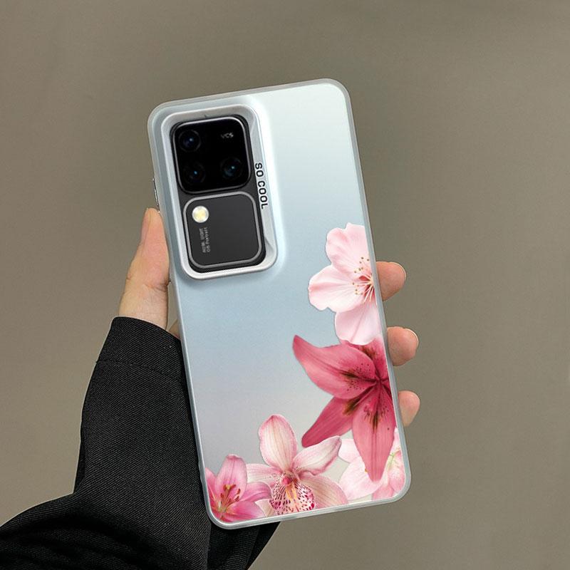 For Samsung Galaxy S21 S23 S24 FE S25 S24 S23 S22 Ultra Plus Laser Phone Case Realistic Lily Flower Print Shockproof Back Covers