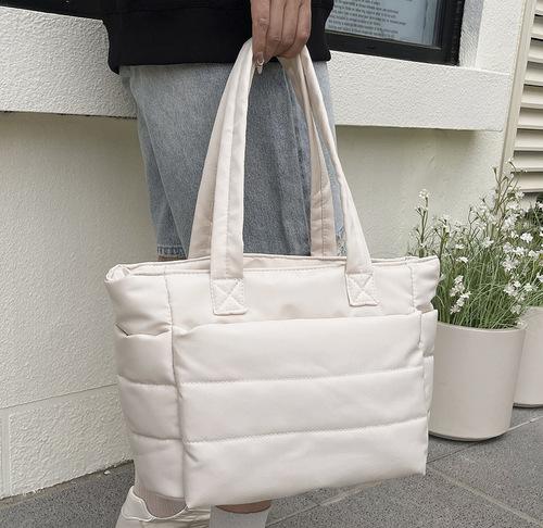 

Women s Bag Large Capacity Solid Color Tote Bag Versatile for Commuter Work Student Class Shopping Multiple Pockets Mummy Bag