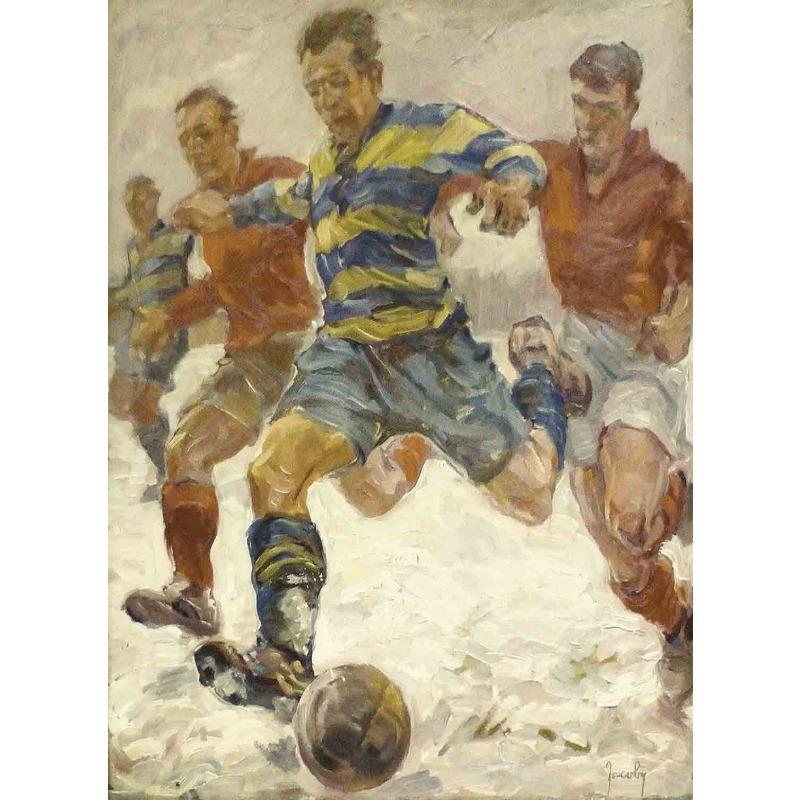 Vintage Sports Boy Playing Soccer Football Baseball Golf Art Poster Canvas Painting Wall Prints Picture for Teen Room Home Decor