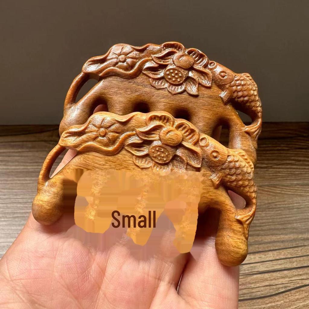 Green Sandalwood Carved Portable Scalp Massage Comb for Women