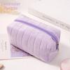 Large Capacity Plaid Makeup Bag Zipper Closure Plush Storage Bag Portable Cosmetic Bag  Students