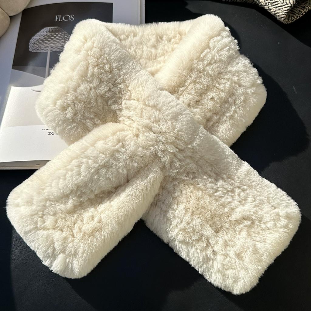 Winter Real Rex Rabbit Fur Scarf Korean Version Simple Long Scarf Warm Double-sided Thickened Fur Collar