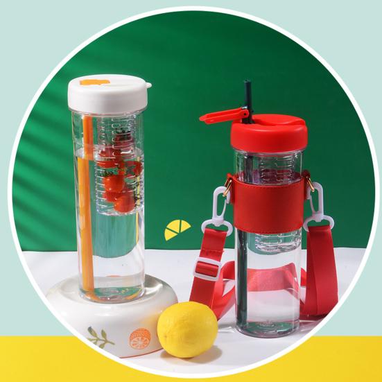 Botella de Agua de 850ml con Paja Plegable, Gran Capacidad, Filtro de Té, Correa Ajustable, Taza de Agua para Té de Frutas para Exteriores