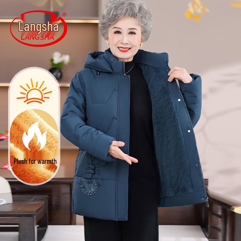 LangSha Women s Loose Fit Fleece-Lined Winter Cotton Coat 4XL