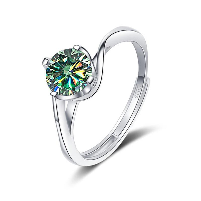 Bague Ringen 1ct VVS Moissanite Jewelry Snubní prsten 925 Sterling Silver pokovený bílým zlatem Čtyři otevřené prsteny Twist Design s drápy