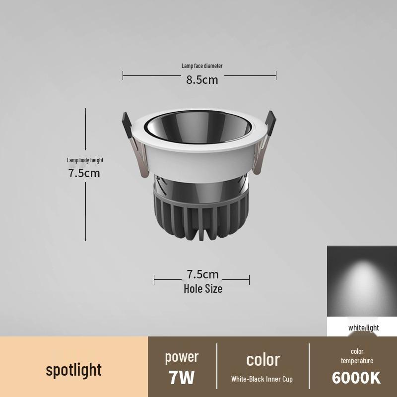 Spot încastrat fără ramă anti-orbire pentru sufragerii și holuri