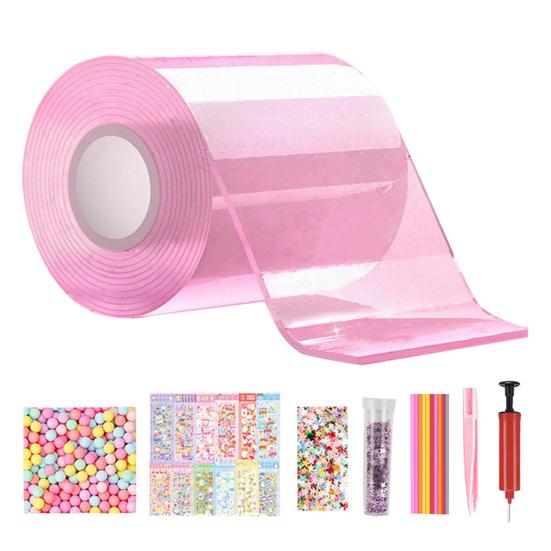 Nano-Klebeband-Blasen-Set mit Glitzerperlen DIY Stressabbau Spielzeug-Set für Kinder Erwachsene Kreatives Blasenmacher-Bastelset für Partygeschenke Entspannung