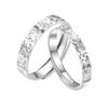 Adjustable Classic Couple Rings Set Rhodium/Gold Plated Brass Open Rings with Zircon Flower Design for Lovers