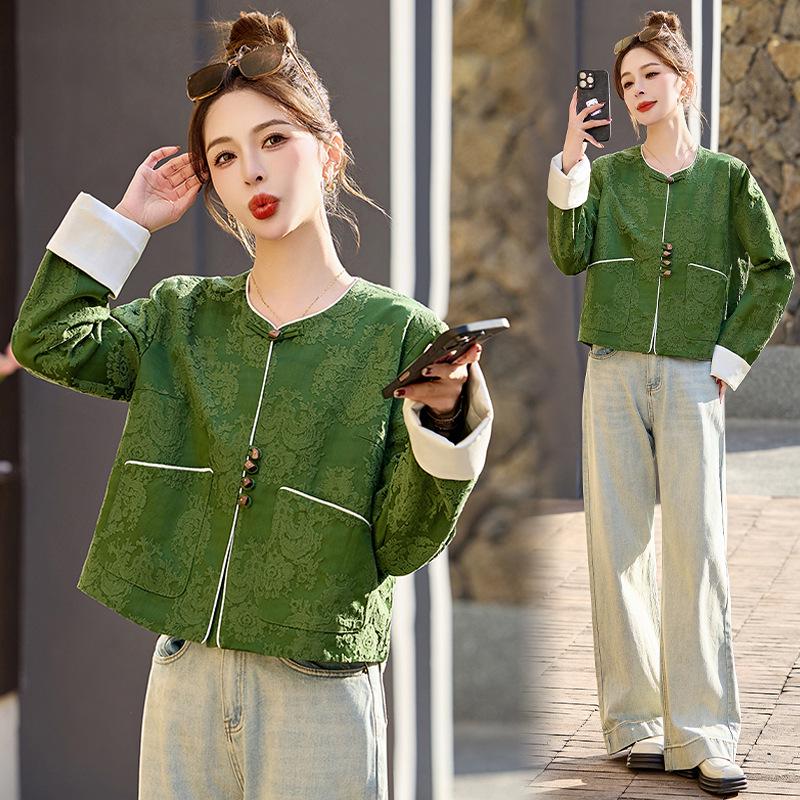 

Женская жаккардовая куртка весна/осень 2025 - Стильный китайский национальный стиль, C8766 S (85-95 jin)