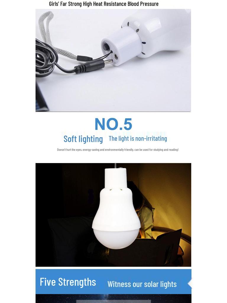 Rechargeable LED Solar Emergency Bulb for Camping