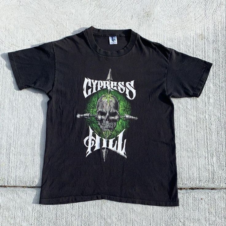 Cypress Hill Grafika Czaszki Reprint Czarny Ciężka bawełna Unisex Koszulka Unisex