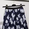 Summer New Sweet Fashionable and Comfortable Half Body Printed Elastic Waist Over Knee Long Pleated Skirt