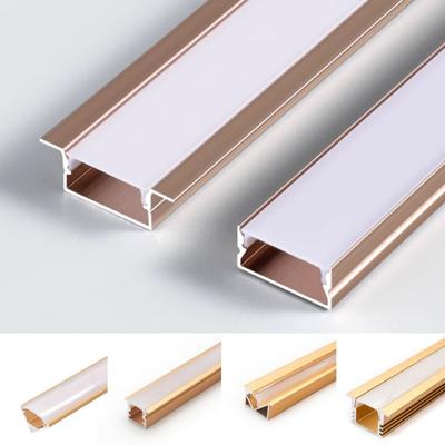 0.5/1m Różowe Złoto Styl U/W LED Profil Aluminiowy Mleczna Pokrywa Lampa Barowa Szafka Szafa Tło Dekor Korytarza Liniowe Światło Paskowe