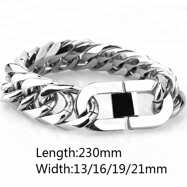 Custom  Simple European Stainless Steel Bracelet Jewelry Chains Cuban Link Bracelet for Men