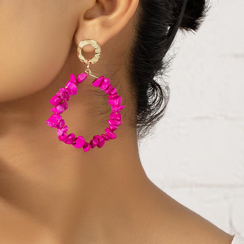 European & American Style Crystal Beaded Retro Hoop Earrings