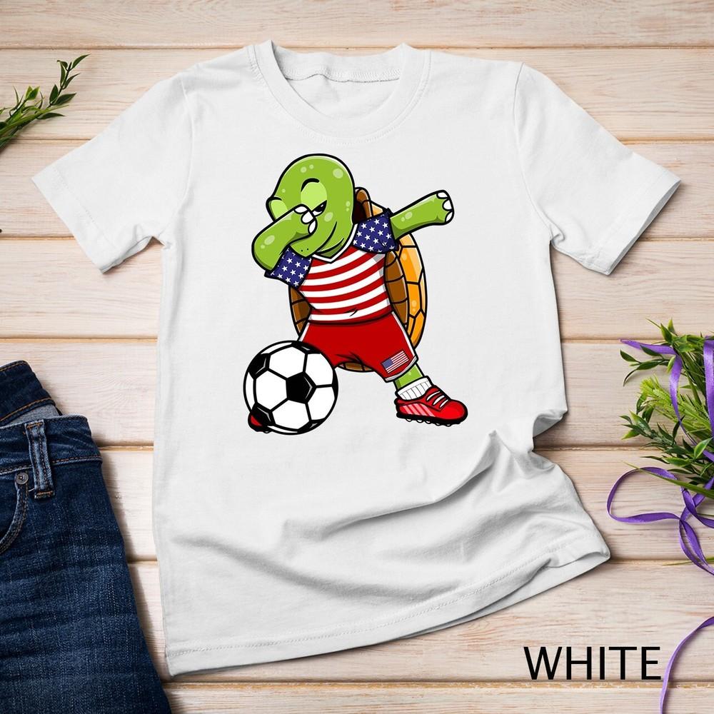 

Dabbing Turtle America Soccer Fans US Flag Football Lovers Unisex T-shirt S