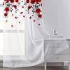 1 piece of bright red rose curtains: suitable for bedrooms/Valentine's Day   romantic style   pole style gauze curtains