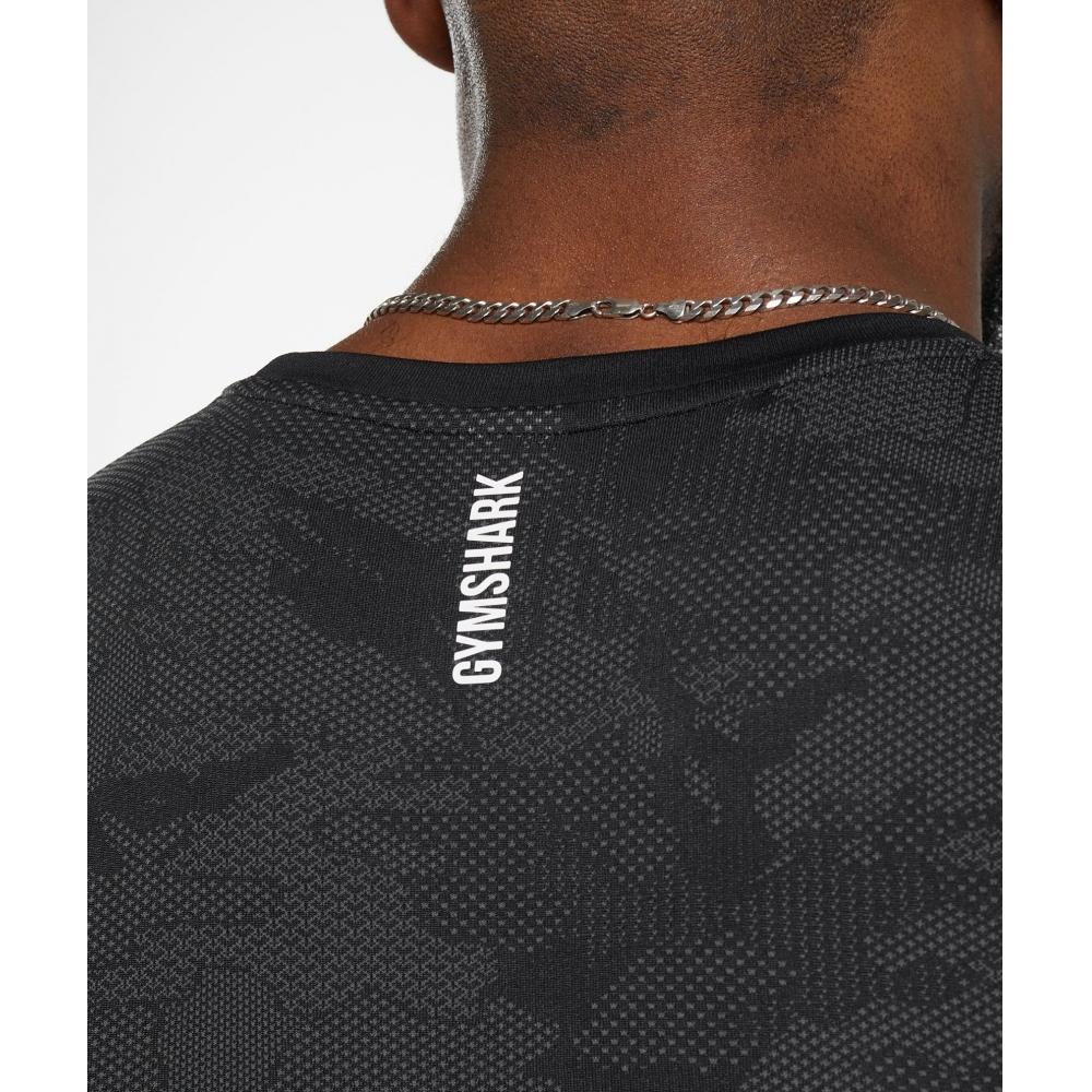 Gymshark Camiseta sin costuras Geo Negro Gris Carbón A6a3k Bbf9.