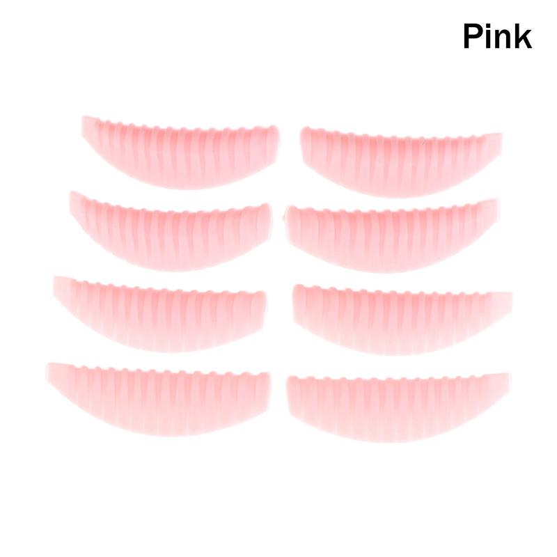4 Paar Silikon Wimpernlifting Pads Wiederverwendbare Vertikal gestreifte Laminierungspads für 3D Wimpernverlängerung Lockenwickler Make-up Werkzeug