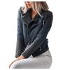 Women Vintage Leather Zipper Short  Motorcycle Slim Coat Retro Jacket