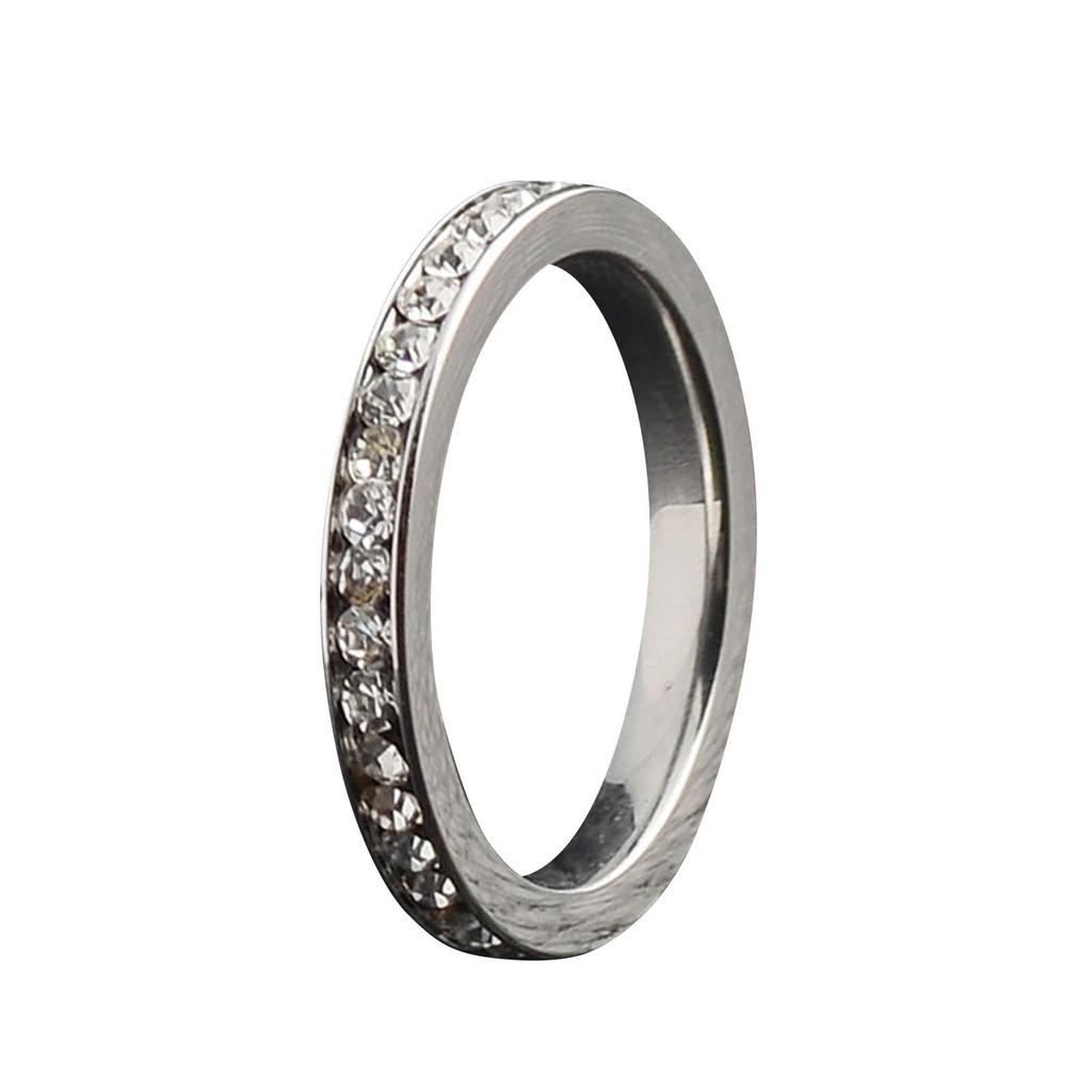 Stainless Steel Diamond Encrusted Birthstone Multicolored Ring Size 6 To 9