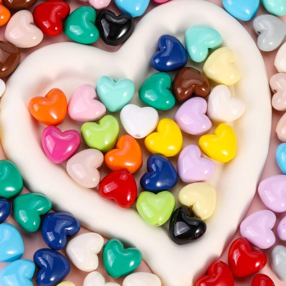 10pcs Multipurpose Heart Shape Beads Acrylic Craft Beads DIY Spacer Beads Craft Supplies