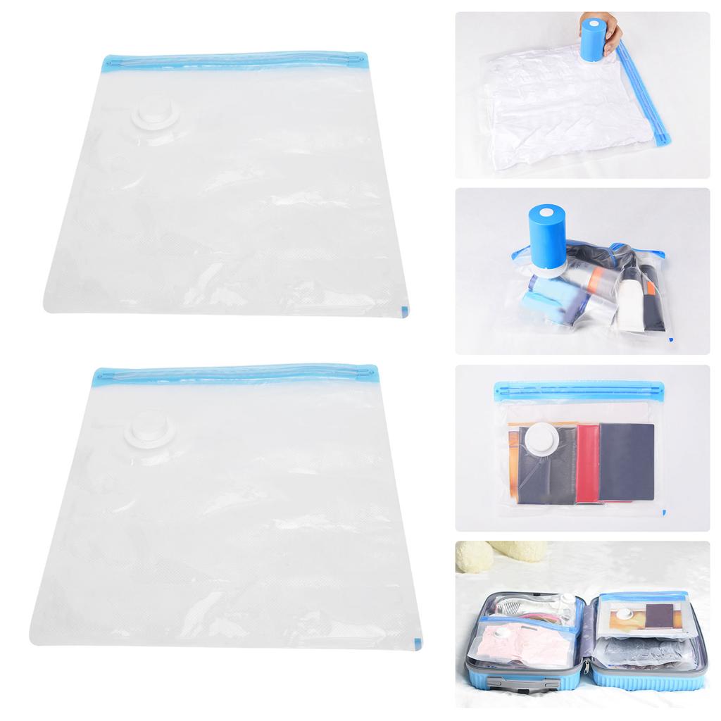 2Pcs Vacuum Storage Bag Space Saving Compressed Sealed Travel Bag with 3.5cm Thread Air