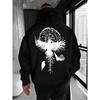 Norse Myth Hoodie Hip Hop Sports Streetwear Viking Raven Rune Occult Art Print Casual Loose Pullover Sweatshirt Tops