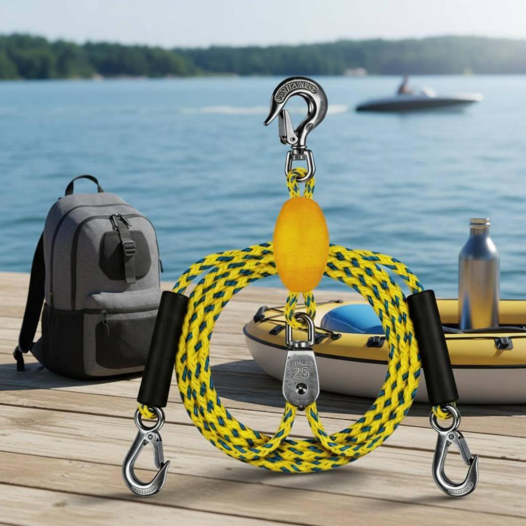 Marine Tow Rope Buoyant Elastic Strap Water Carrier Hook for Boating Kayak