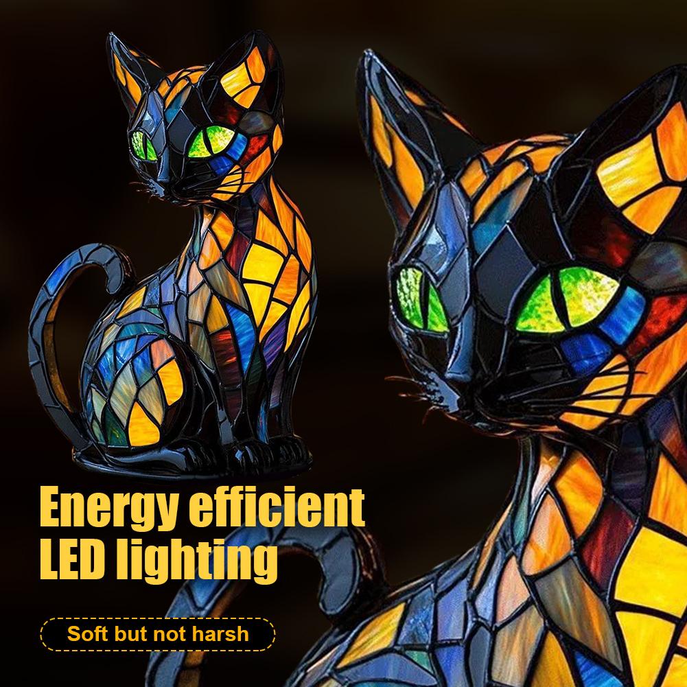 LED Stained Animal Lamp Ornament Resin Animal Tabletop Night Light Vintage Animal Night Light Fun Gift for Pet Lovers