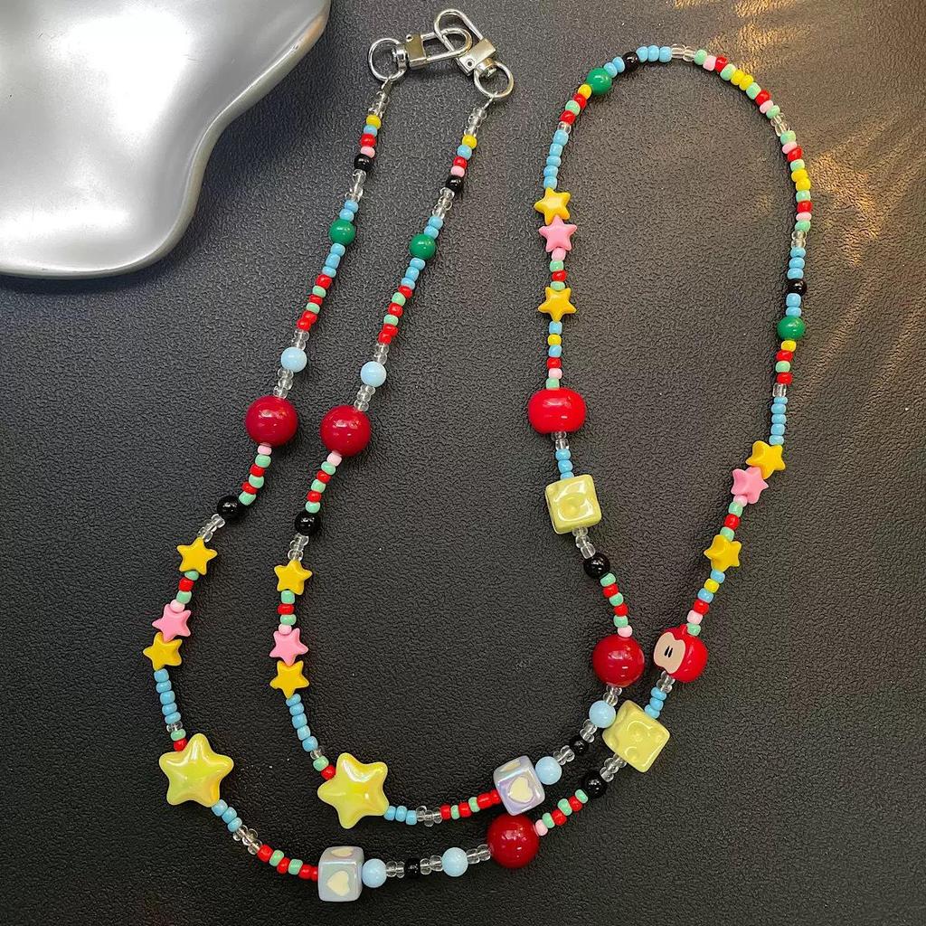Dopamine-Inspired Colorful Strawberry Mobile Phone Crossbody Anti-Lost Lanyard