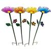 Metal Flower Garden Stake Bee Watering Station Outdoor Bird Bath Butterfly Water Feeder with Stake for Garden Pollinators Birds Yard Patio Decor