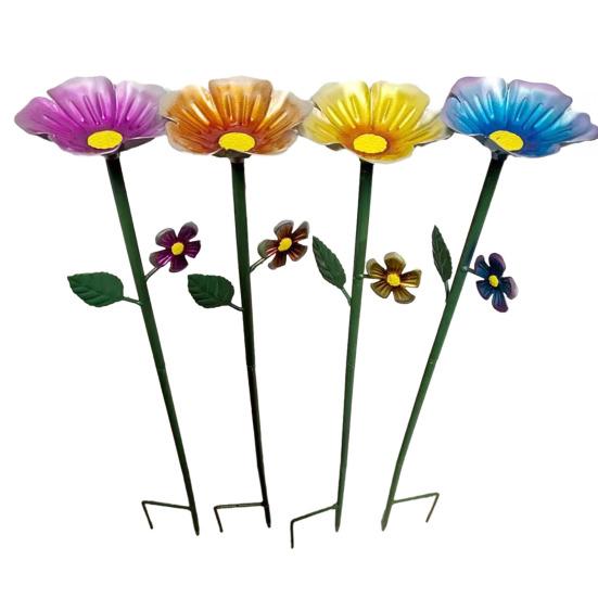 Metal Flower Garden Stake Bee Watering Station Outdoor Bird Bath Butterfly Water Feeder with Stake for Garden Pollinators Birds Yard Patio Decor