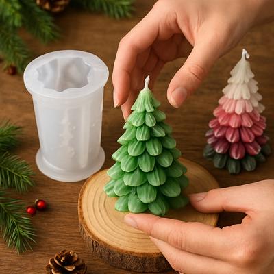 Moule 3D En Silicone Pour Arbre De Noël, Époxy Irrégulier En Forme De Feuille De Pin De Cèdre, Pour Artisanat En Résine, Bougie, Savon