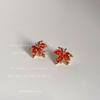 Female Niche Personality Red Maple Leaf Earrings