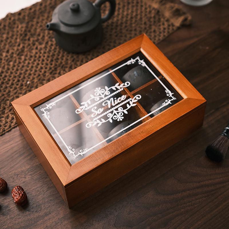 ZAKKA Retro Japanese-Style Wooden Jewelry Storage Box with Acrylic Cover