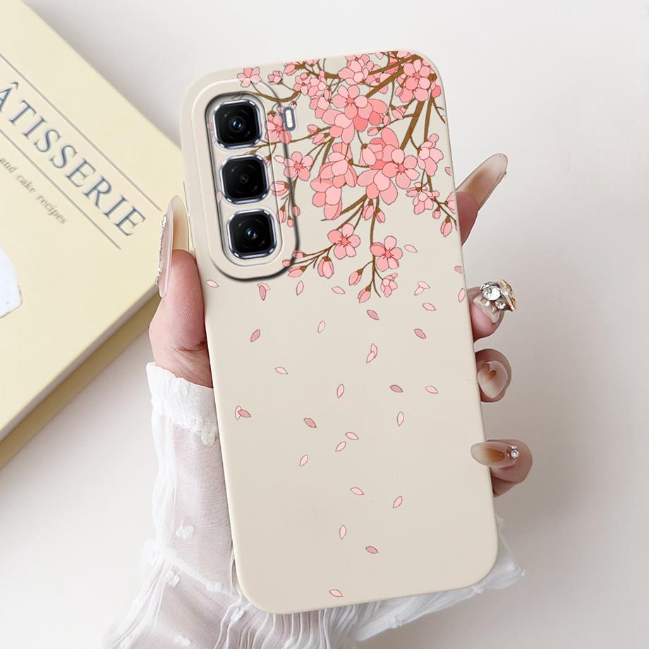 For Infinix Hot 50 Pro+ Hot50 Pro Hot 50 Pro Plus 4G Phone Case Soft Silicone Back Cover Love Heart Girly Flower Painting Fundas