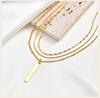 Layered Vertical Bar Pendant Necklace for Women Clavicle Chain Collarbone Choker Necklace 18K PVD Gold Plated Jewelry Waterproof